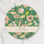 ヴィンテージ グリーン ボヘミアンフラワー カスタム ブライダルシャワー フェイバータグ (裏面)