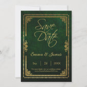 ヴィンテージ グリーン ラスティック フェアリーテイル ブックカバー テーマ セーブザデート (正面)