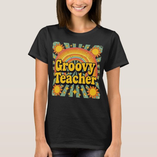 ヴィンテージ グルービー 先生 Tシャツ 楽しい学校再開 (正面)