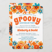 ヴィンテージ・グルーヴィー 60年代の花柄レトロ  招待状 (正面/裏面)