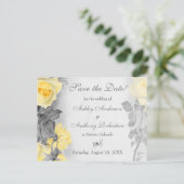 ヴィンテージ·グレイ·イエロー·ローズ·ウェディング·セーブ·ザ·デート 案内ポストカード (スタンド正面)