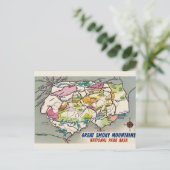 ヴィンテージ グレートスモーキー山脈 マップ ポストカード (スタンド正面)