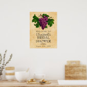 ヴィンテージ グレープ ウェディング ブライズシャワー ウェルカム ポスター (キッチン)