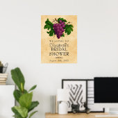 ヴィンテージ グレープ ウェディング ブライダル シャワー ウェルカム ポスター (ホームオフィス)