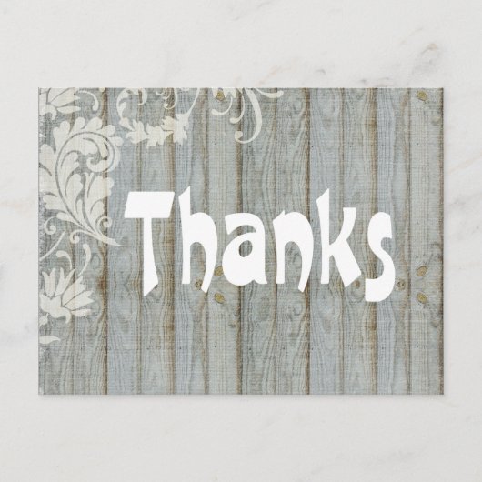 ヴィンテージ グレー ディストレスド ウッド サンクス ポストカード (正面)