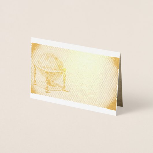 ヴィンテージ グローブ ゴールド/シルバー フォイル 挨拶カード 箔カード (正面)