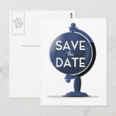 ヴィンテージ グローブ Save The Date ポストカード (正面/裏面)