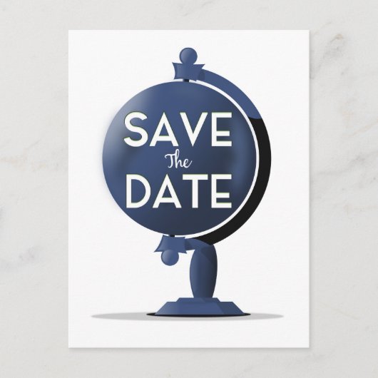 ヴィンテージ グローブ Save The Date ポストカード (正面)