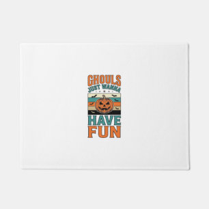 ヴィンテージ・グールズ・ジャスト・ワナ・ハヴ・ファン・ハロウィンTシャツ ドアマット