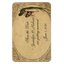 ヴィンテージ・ケツァルの鳥の結婚式が日付を保存 マグネット