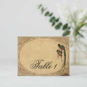 ヴィンテージ・ケツァルエレガント鳥テーブル番号 ポストカード (スタンド正面)