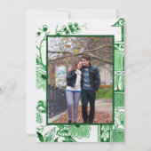 ヴィンテージ ケリー グリーン ホワイト シノワズリー フローラル セーブザデート (裏面)