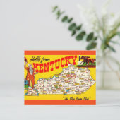 ヴィンテージ ケンタッキー州 マップ ポストカード (スタンド正面)