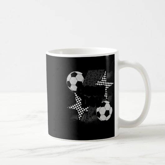 ヴィンテージ ゲームデイ サッカー 稲妻 ボルト 面白い チーム コーヒーマグカップ (右)