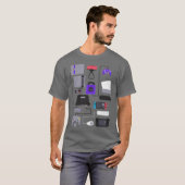 ヴィンテージ ゲーム機もつれステッカー Tシャツ (正面フル)