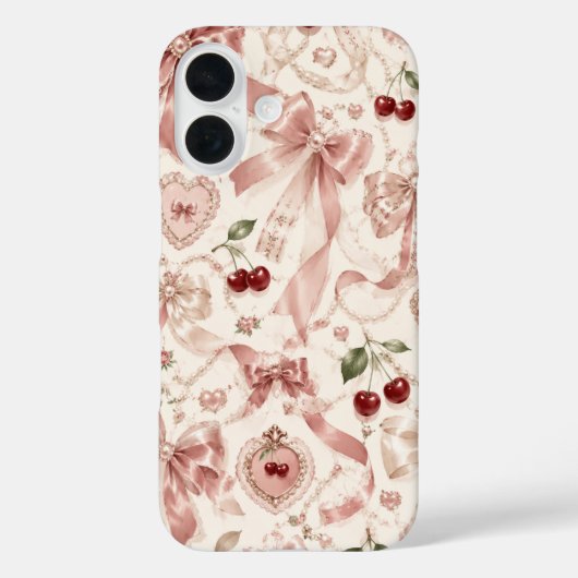 ヴィンテージ コケット ピンク リボンとチェリーの美意識 Case-Mate iPhoneケース (裏面)