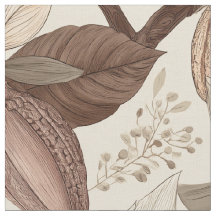 ヴィンテージ ココアのさやと葉の植物画
