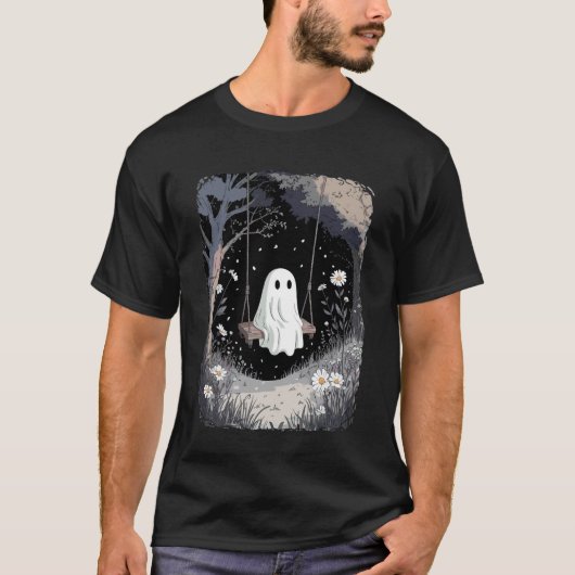 ヴィンテージ コテージコア ゴースト スイング 美学 森林 H Tシャツ (正面)
