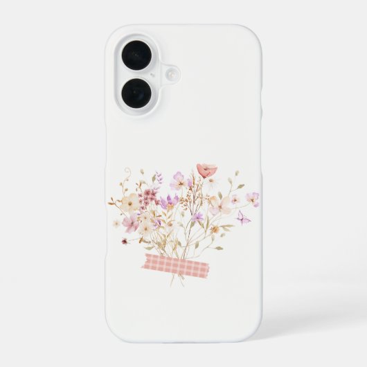 ヴィンテージ コテージコア パステル フラワー iPhoneケース iPhone 16ケース (裏面)
