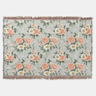 ヴィンテージ コテージコア ローズ織物スローブランケット スローブランケット