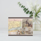 ヴィンテージ コネチカット州 マップ 歴史 ポストカード (スタンド正面)