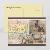 ヴィンテージ コネチカット州 マップ 歴史 ポストカード (正面/裏面)