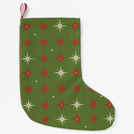 ヴィンテージ コンテンポラリー グリーン クリスマス スター & ボール スモールクリスマスストッキング