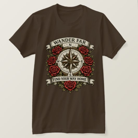 ヴィンテージ コンパス ローズ Tシャツ (デザイン正面)