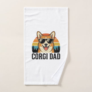 ヴィンテージ コーギー パパ 彫刻 犬好き Tシャツ デザイン ハンドタオル