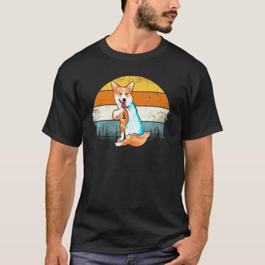 ヴィンテージ コーギー レトロTシャツ ドッグ Tシャツ (正面)