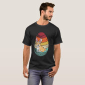 ヴィンテージ コーギー 犬 イースターエッグ うさぎの耳 ハッピーイースター Tシャツ (正面フル)
