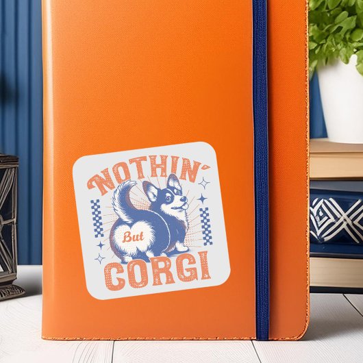 ヴィンテージ「コーギ以外の何もない」タイポグラフィとグラフィック スクエアシール