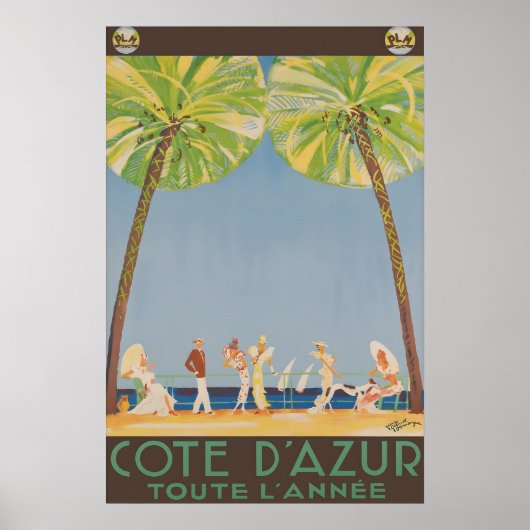 ヴィンテージ コート・ダジュール フランス 旅行 ポスター フランス語 (正面)