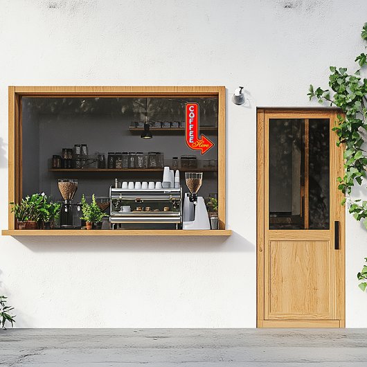 ヴィンテージ コーヒーお楽しみいただけます 右矢印 サイン シール
