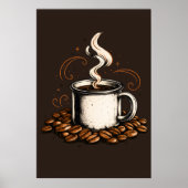 ヴィンテージ コーヒーマグとコーヒー豆 | コージー コーヒー ポスター (正面)