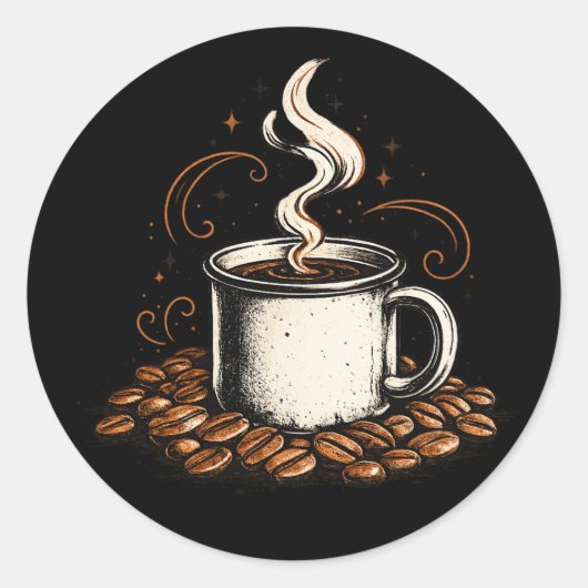 ヴィンテージ コーヒーマグ ステッカー | レトロ コーヒー愛好家 Vi (正面)