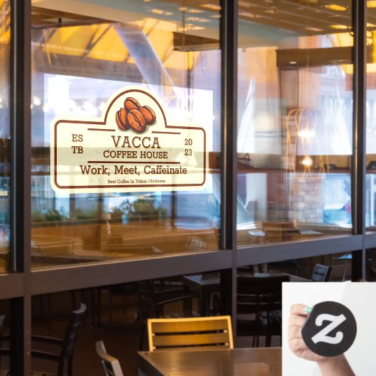 ヴィンテージ コーヒー豆専門店のカスタマイズフロント ウィンドウサイン (レストラン窓)