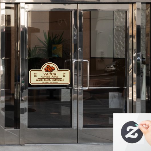 ヴィンテージ コーヒー豆専門店のフロントドアをカスタマイズ ウィンドウサイン (オフィスドア)