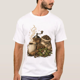 ヴィンテージ コーヒー カップ イラスト Tシャツ