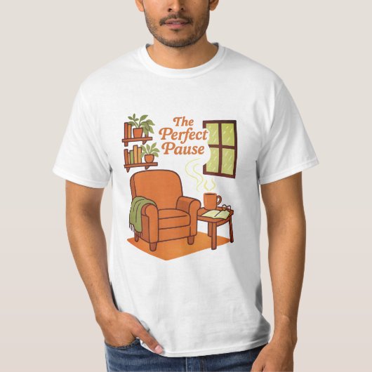 ヴィンテージ コーヒー ショップ 読書 快適 Tシャツ (正面)