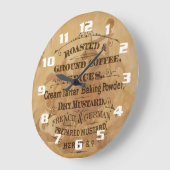 ヴィンテージ·コーヒー·スパイ素朴ス·キッユニークチン ラージ壁時計 (傾斜)