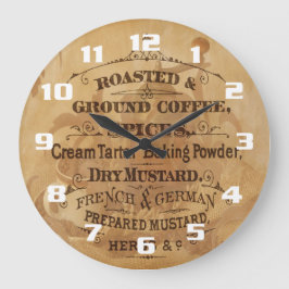 ヴィンテージ·コーヒー·スパイ素朴ス·キッユニークチン ラージ壁時計