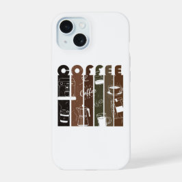 ヴィンテージ コーヒー タイポグラフィー イラスト ハンドドローンデザイン iPhone 15ケース