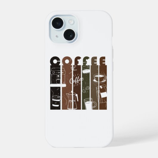 ヴィンテージ コーヒー タイポグラフィー イラスト ハンドドローンデザイン iPhone 15ケース (裏面)
