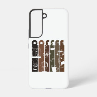 ヴィンテージ コーヒー タイポグラフィー イラスト ハンドドローンデザイン SAMSUNG GALAXY S22ケース