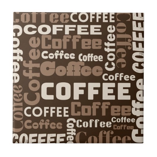 ヴィンテージ コーヒー タイポグラフィ パターン (1) タイル (正面)