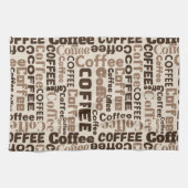 ヴィンテージ コーヒー タイポグラフィ パターン (2) キッチンタオル (横)