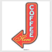 ヴィンテージ コーヒー ヒア 左矢印 サイン シール (シート)