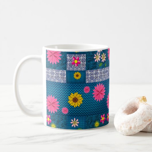 ヴィンテージ コーヒー 花柄 マグカップ (ドーナツ)
