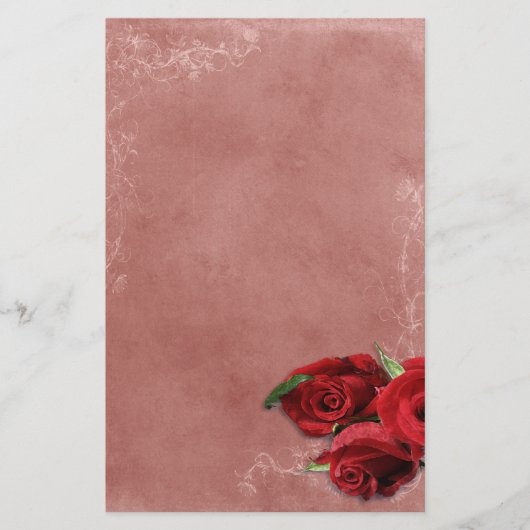 ヴィンテージ コーラル ローズ ウェディング 便箋 (正面)